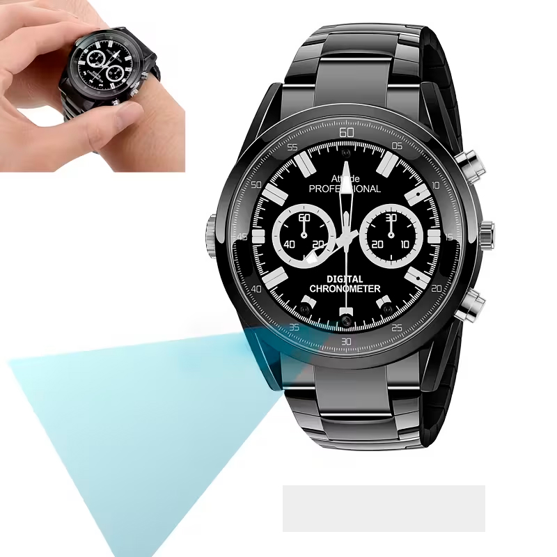 Reloj con Malla de Metal + Cámara Oculta 1080p (Visión Nocturna)