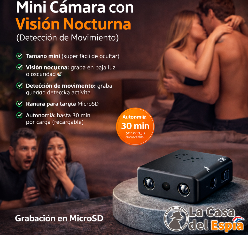 Mini Cámara con Visión Nocturna (Detección de Movimiento)